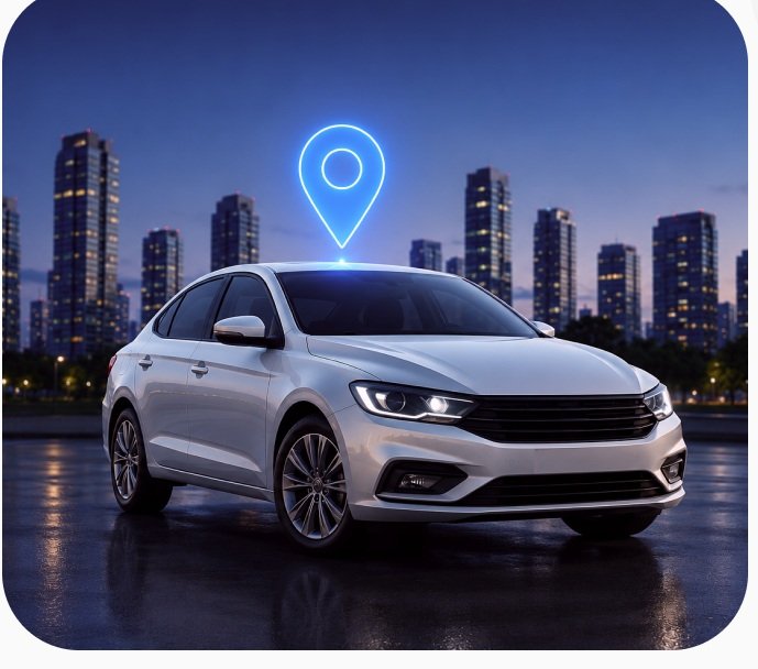 Automóvel monitorado em ambiente urbano noturno